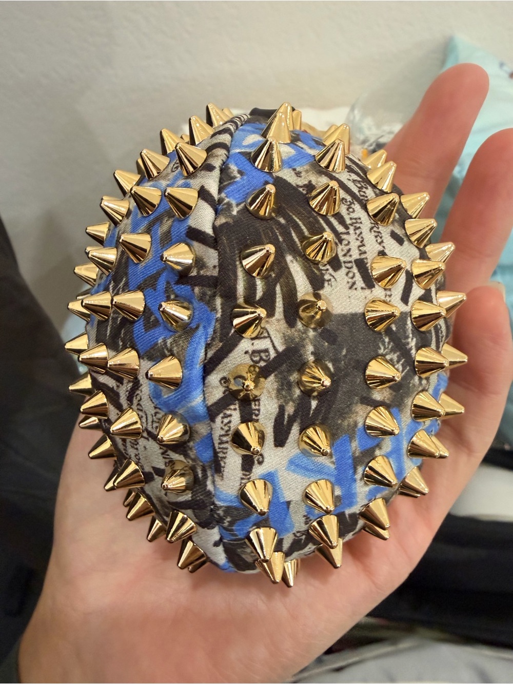 Burberry Spiked Studded Keychain - Blue, Black & White